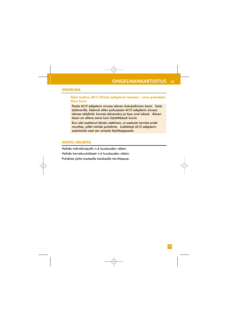 Ongelmankartoitus | Plantronics TriStar User Manual | Page 36 / 50