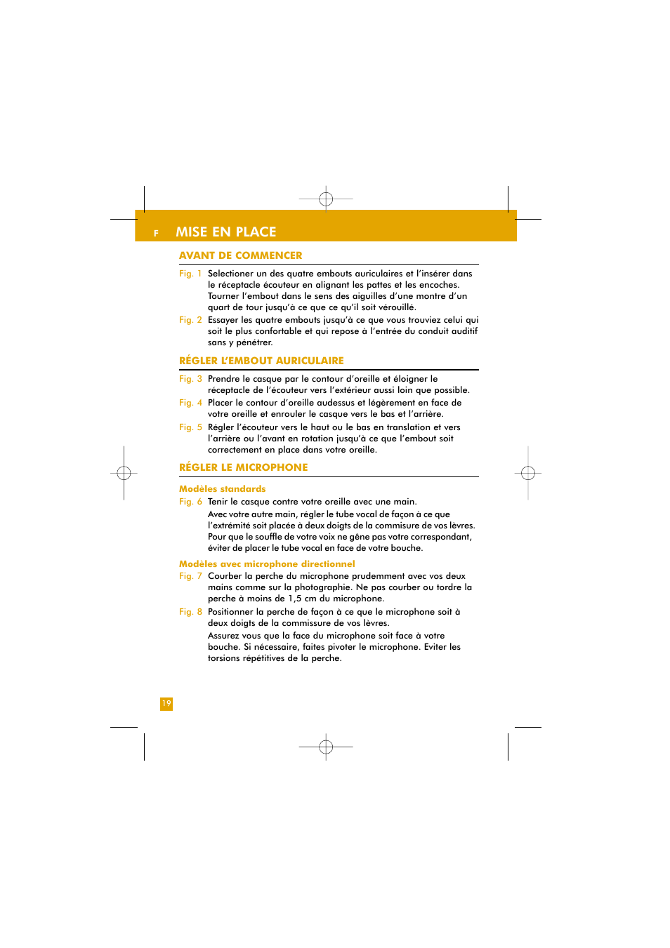 Mise en place | Plantronics TriStar User Manual | Page 37 / 50