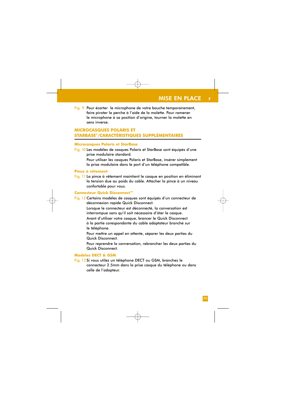 Mise en place | Plantronics TriStar User Manual | Page 40 / 50