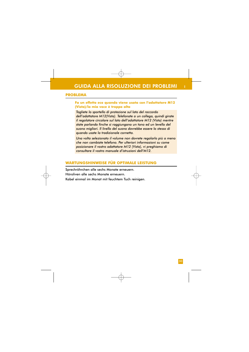 Guida alla risoluzione dei problemi | Plantronics TriStar User Manual | Page 42 / 50