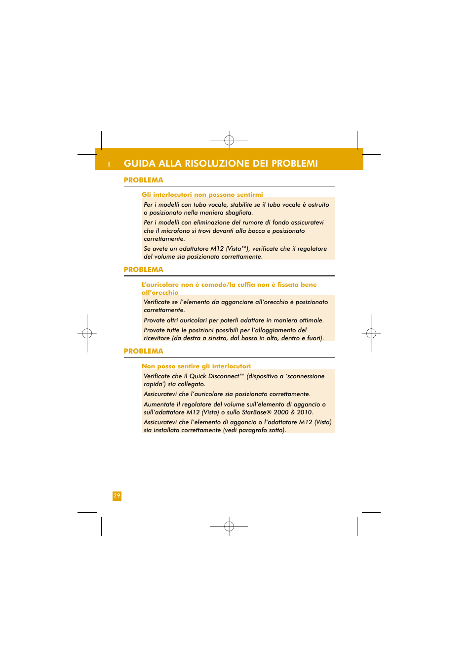 Guida alla risoluzione dei problemi | Plantronics TriStar User Manual | Page 43 / 50
