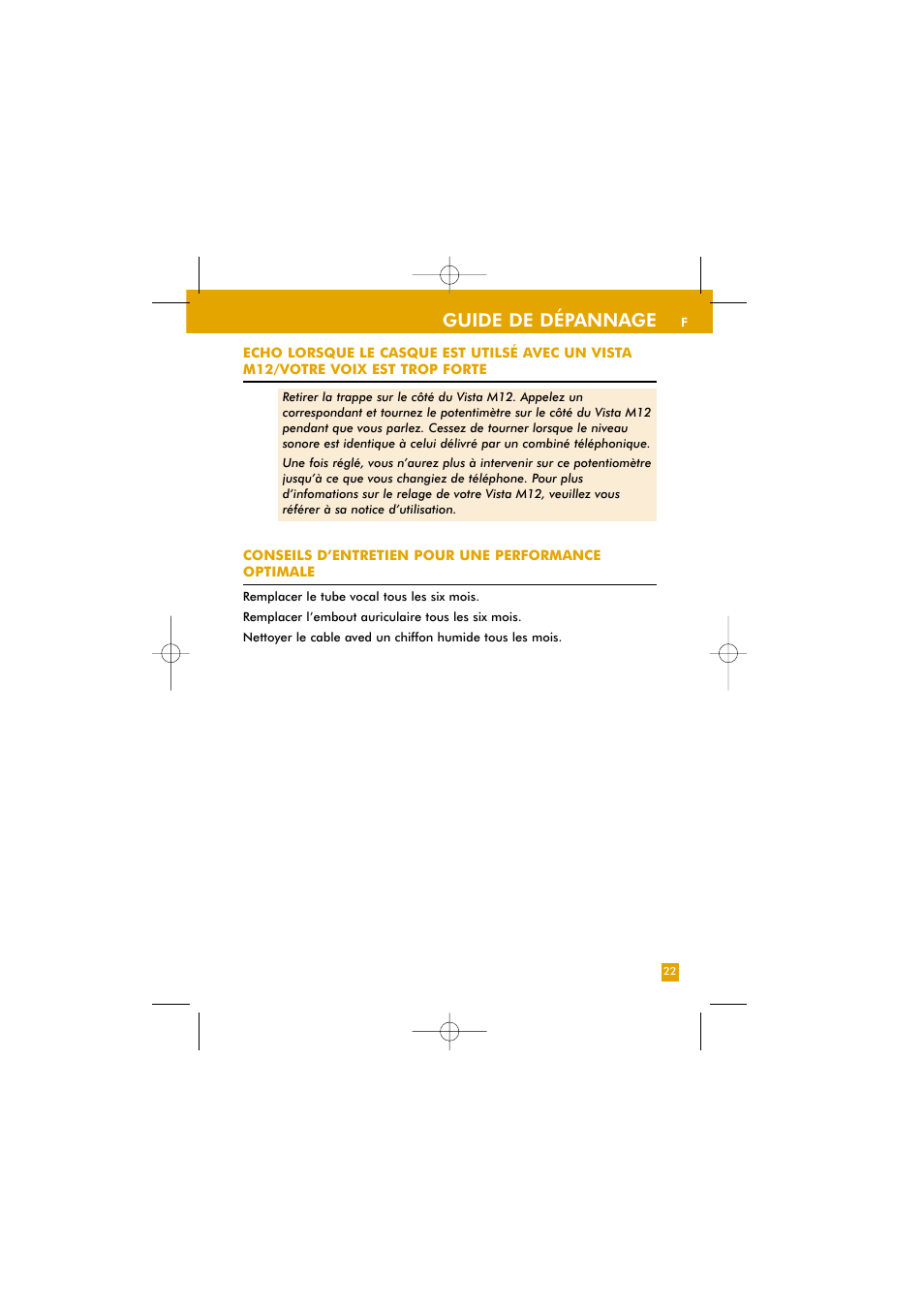 Guide de dépannage | Plantronics TriStar User Manual | Page 44 / 50