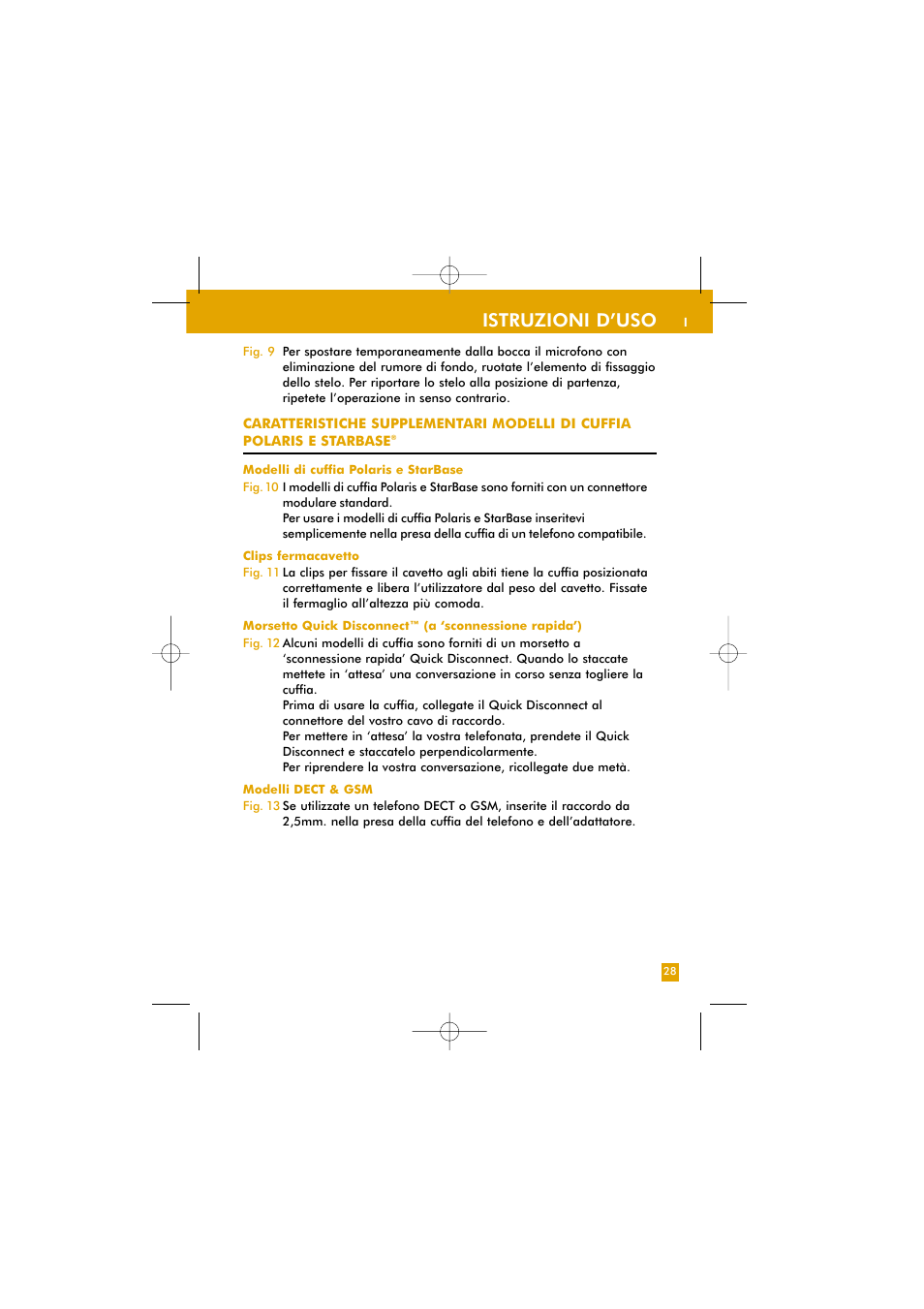 Istruzioni d’uso | Plantronics TriStar User Manual | Page 46 / 50