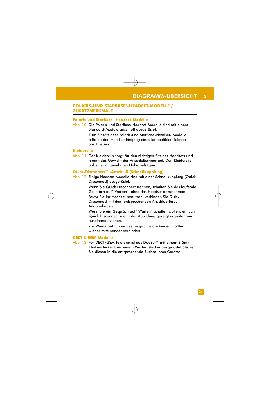 Diagramm-übersicht | Plantronics TriStar User Manual | Page 48 / 50