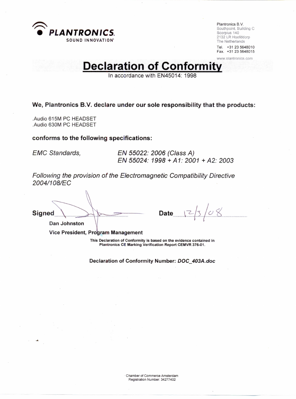 Plantronics .Audio 630M User Manual | 1 page