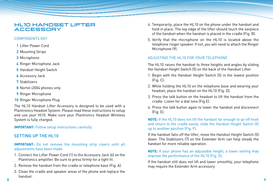 Plantronics HL10 Lifter User Manual | Page 3 / 36