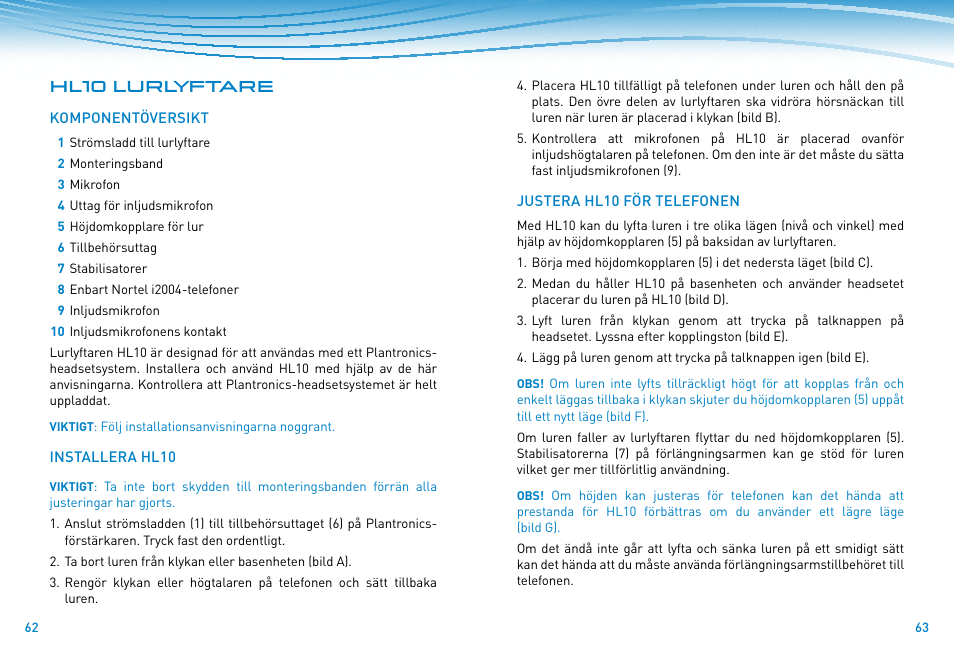 Plantronics HL10 Lifter User Manual | Page 30 / 36