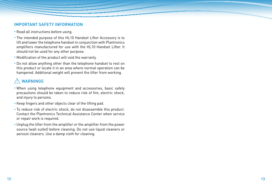 Plantronics HL10 Lifter User Manual | Page 5 / 36