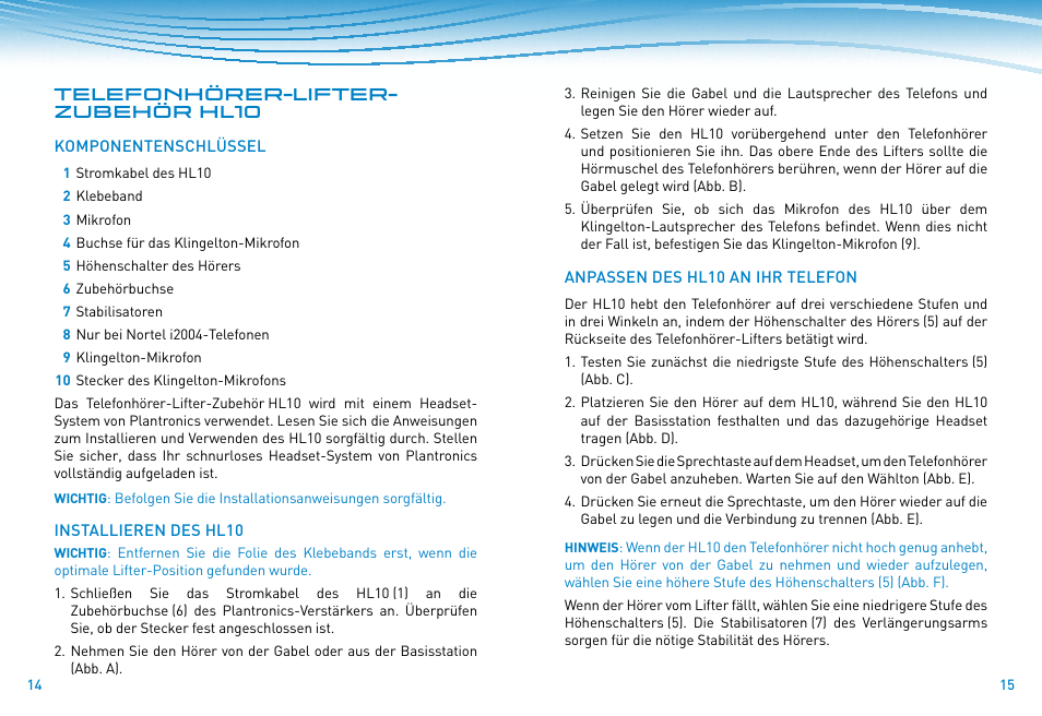 Plantronics HL10 Lifter User Manual | Page 6 / 36