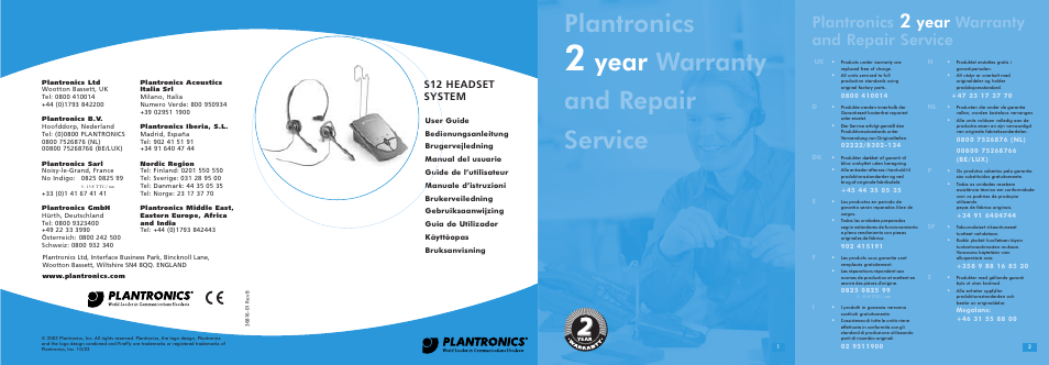 Plantronics S12 User Manual | 47 pages