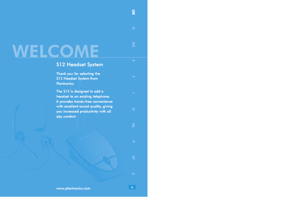 Welcome | Plantronics S12 User Manual | Page 3 / 47