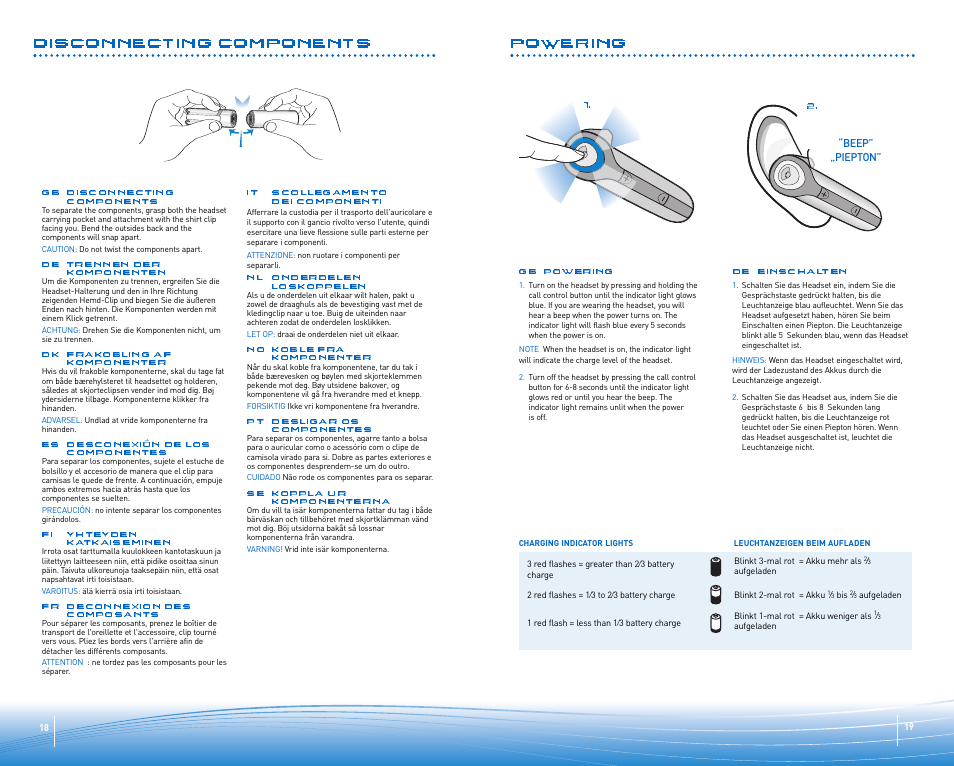 Powering, Disconnecting components | Plantronics Discovery 645 User Manual | Page 10 / 32