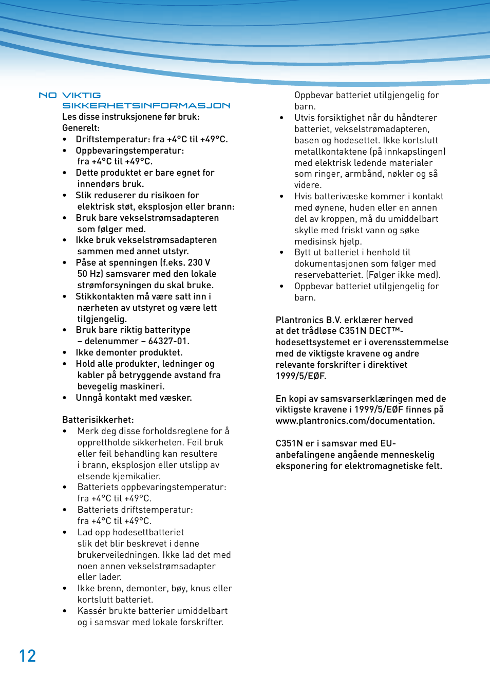 Plantronics SupraPlus Wireless User Manual | Page 12 / 60