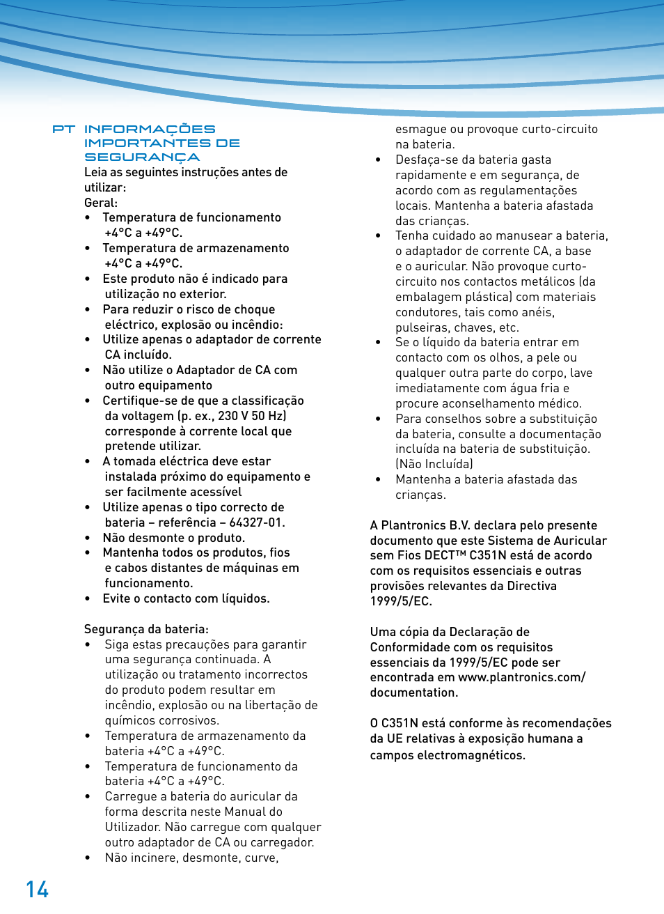 Plantronics SupraPlus Wireless User Manual | Page 14 / 60