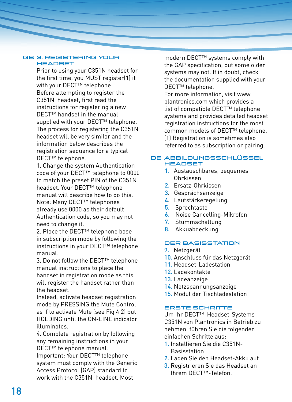 Plantronics SupraPlus Wireless User Manual | Page 18 / 60