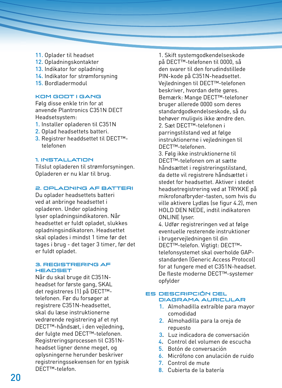 Plantronics SupraPlus Wireless User Manual | Page 20 / 60