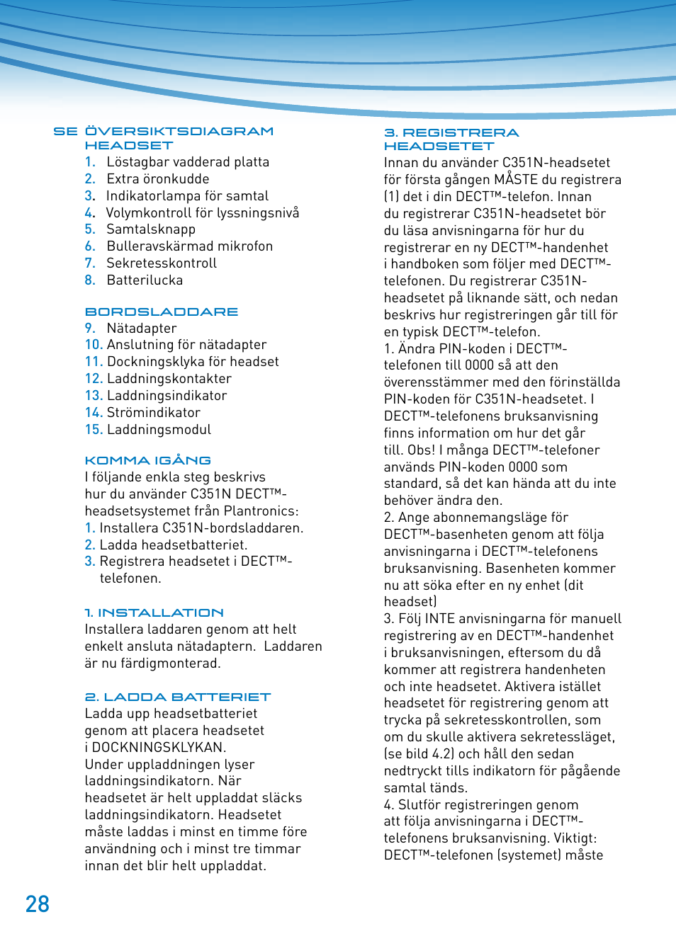 Plantronics SupraPlus Wireless User Manual | Page 28 / 60