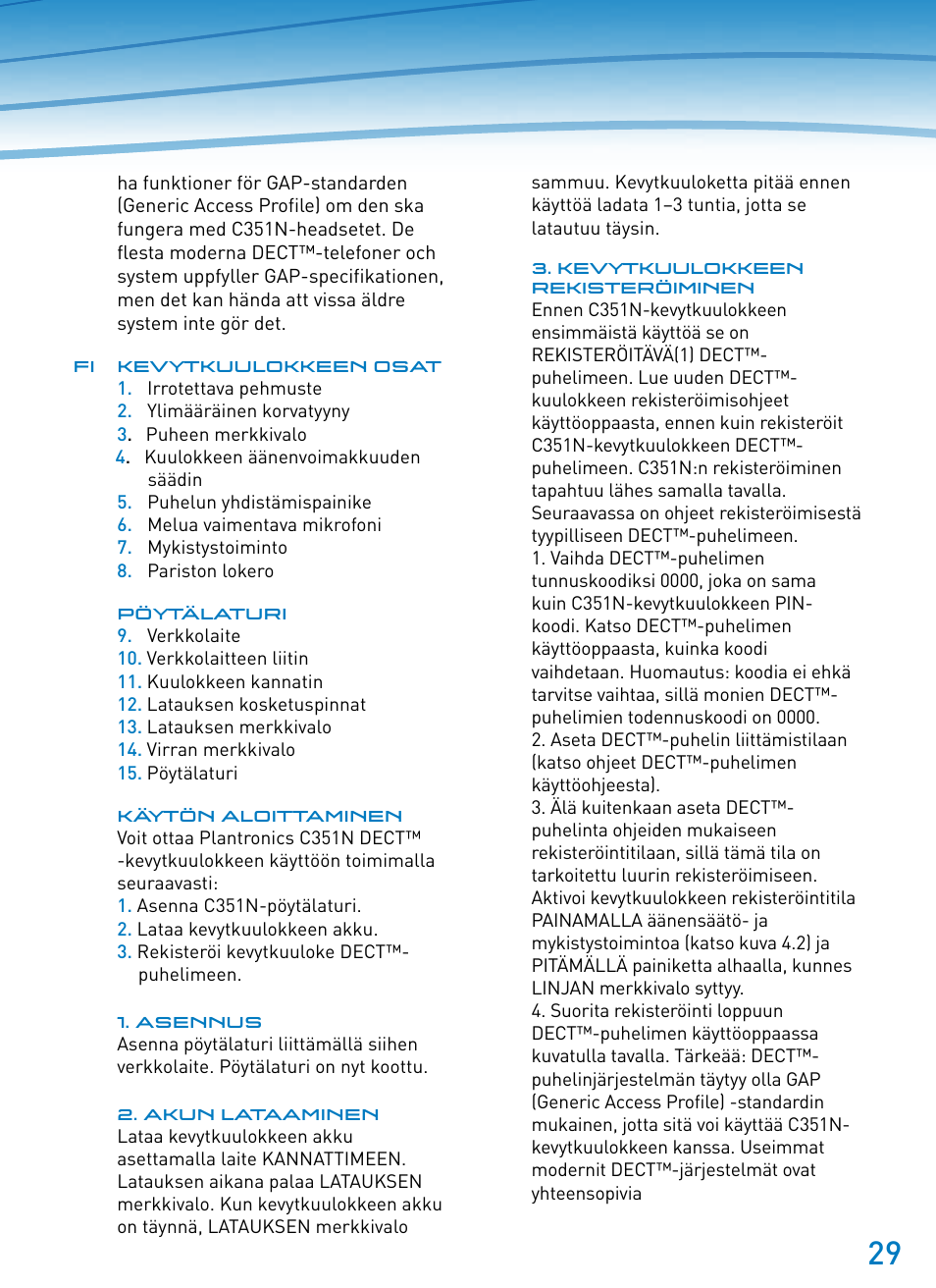 Plantronics SupraPlus Wireless User Manual | Page 29 / 60