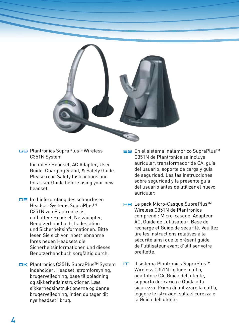 Plantronics SupraPlus Wireless User Manual | Page 4 / 60