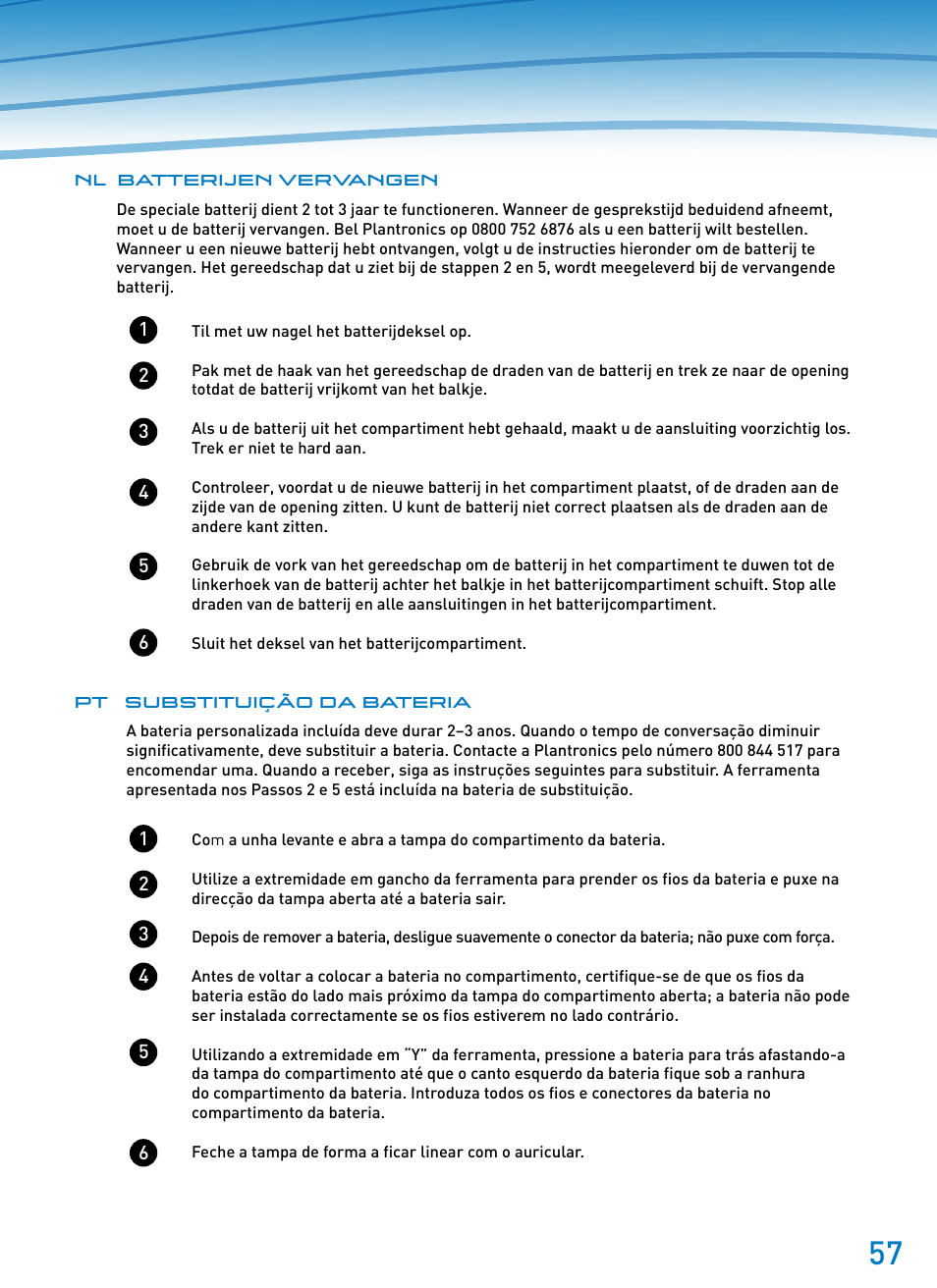 Plantronics SupraPlus Wireless User Manual | Page 57 / 60