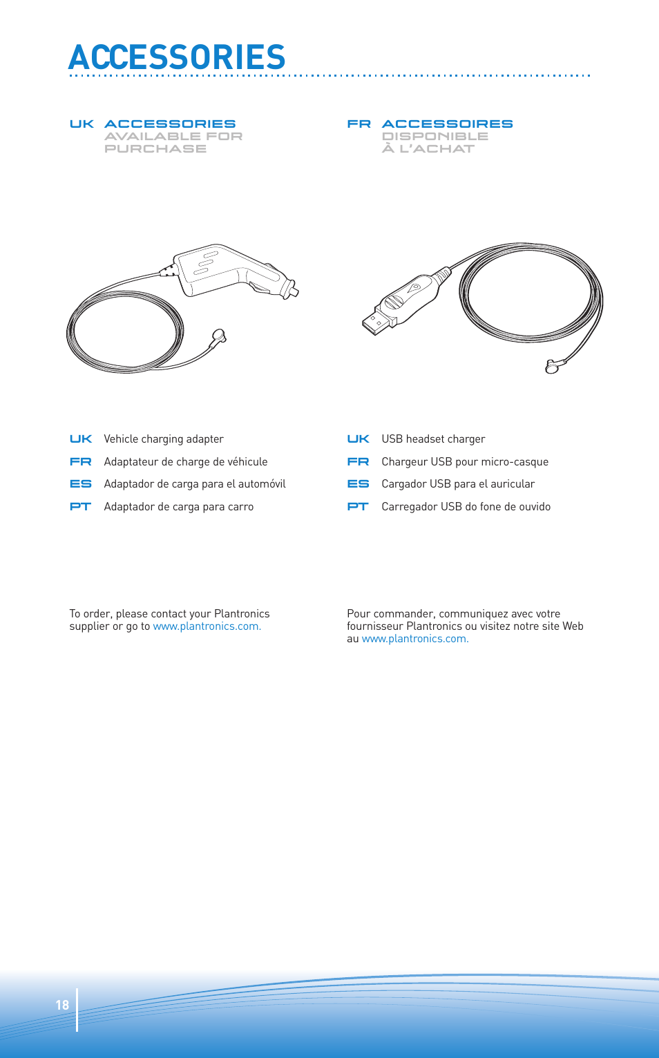 Accessories | Plantronics Oreillette Bluetooth Explorer 350 de Plantronics User Manual | Page 18 / 28