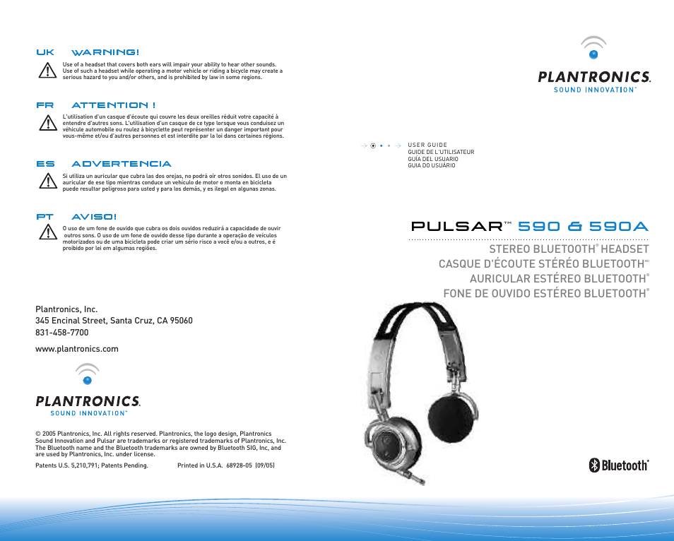 Plantronics Micro-casque Bluetooth Pulsar 590A de Plantronics User Manual | 14 pages