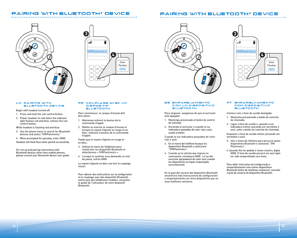 Pairing with bluetooth® device | Plantronics Micro-casque Bluetooth Pulsar 590A de Plantronics User Manual | Page 7 / 14
