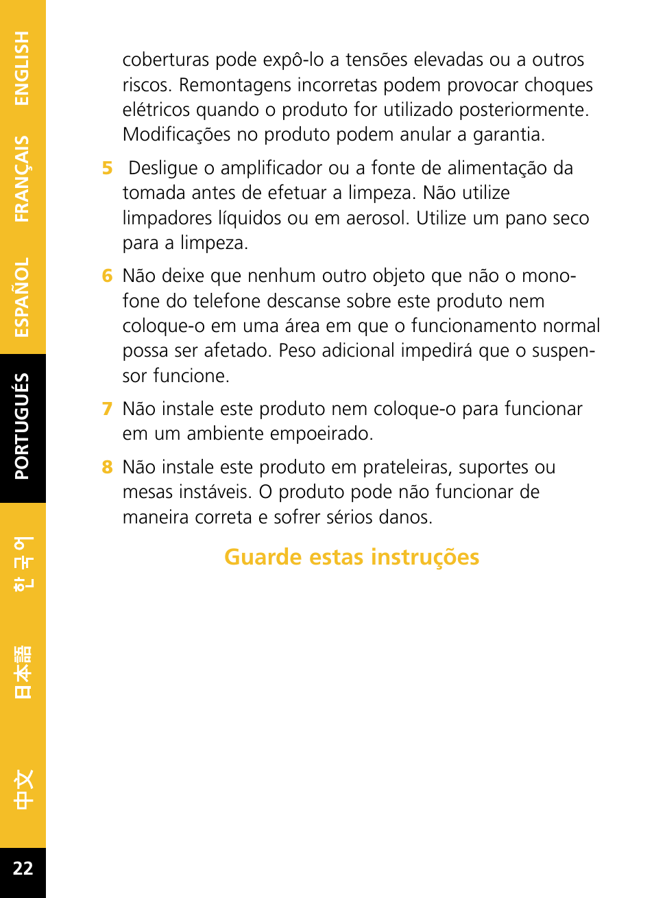 Guarde estas instruções | Plantronics HL10 User Manual | Page 24 / 52