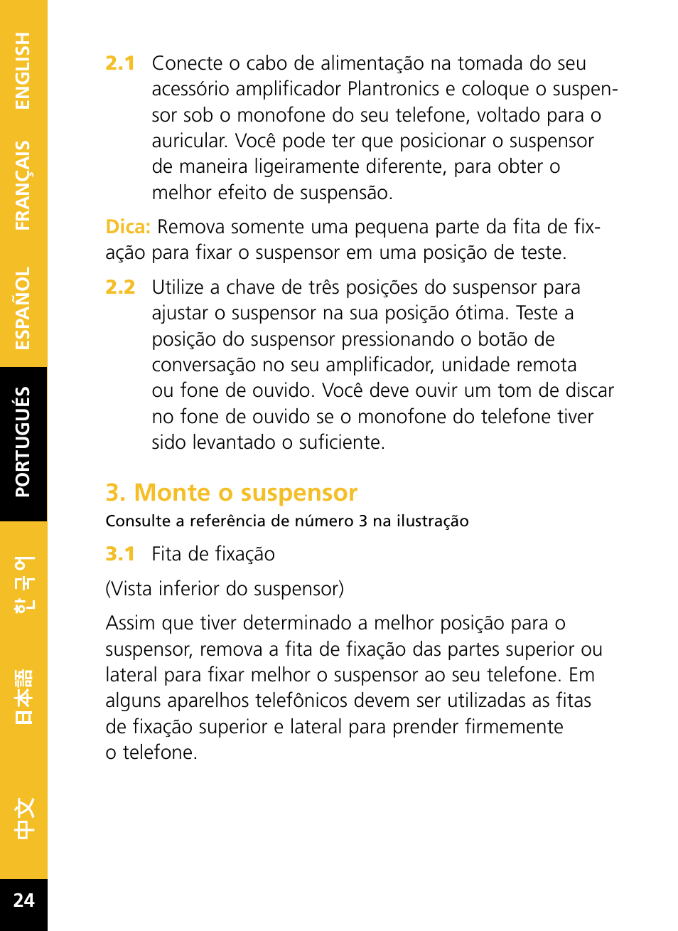 Monte o suspensor | Plantronics HL10 User Manual | Page 26 / 52