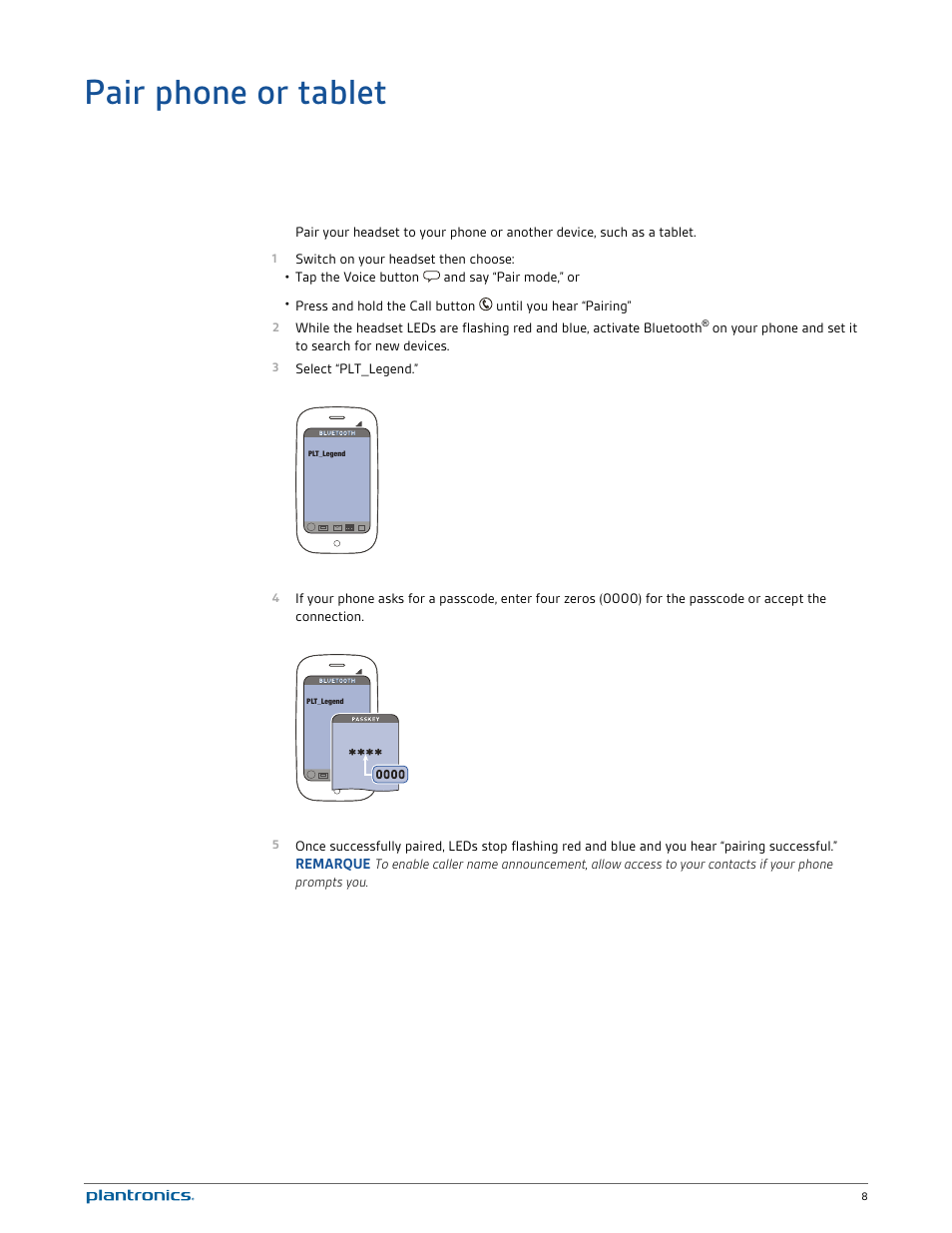 Pair phone or tablet | Plantronics Voyager Legend UC User Manual | Page 8 / 18