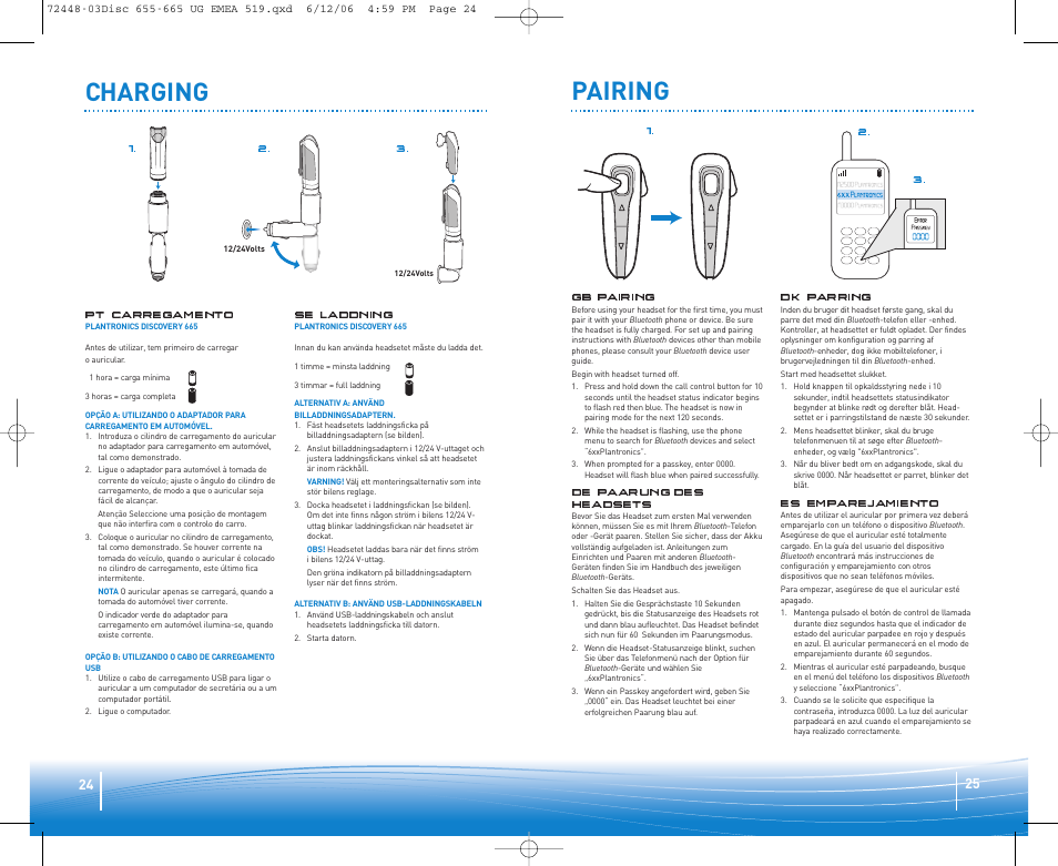 Pairing, Charging | Plantronics Discovery 665 Bluetooth Headset User Manual | Page 13 / 39