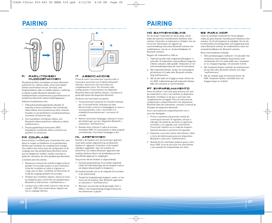 Pairing | Plantronics Discovery 665 Bluetooth Headset User Manual | Page 14 / 39