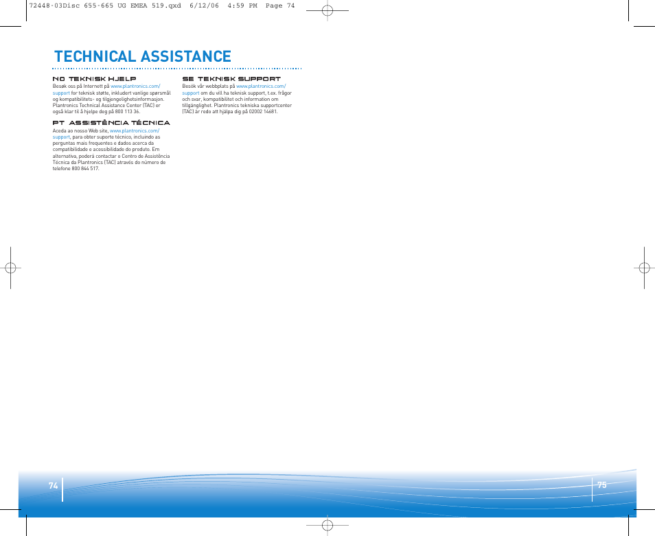 Technical assistance | Plantronics Discovery 665 Bluetooth Headset User Manual | Page 38 / 39