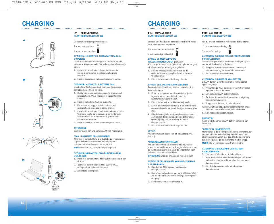 Charging | Plantronics Discovery 665 Bluetooth Headset User Manual | Page 9 / 39