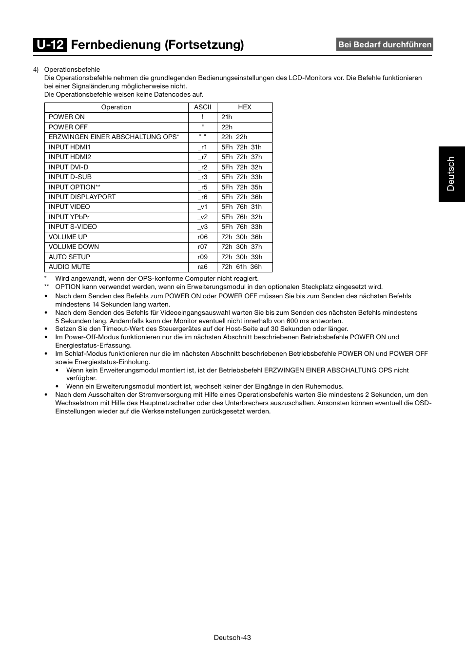 U-12 fernbedienung (fortsetzung), Deutsch | MITSUBISHI ELECTRIC MDT552S User Manual | Page 113 / 404