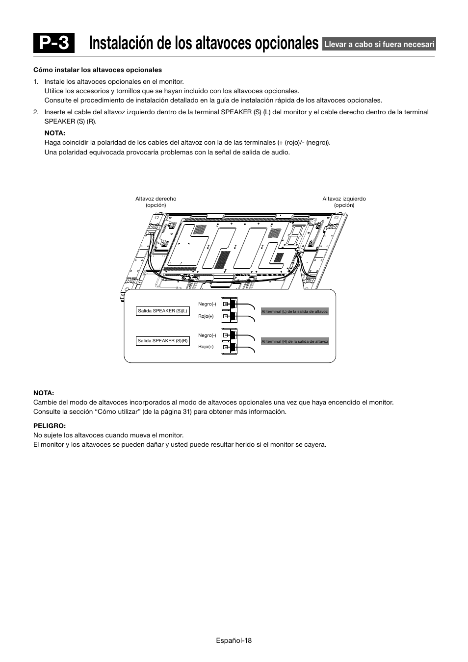 P-3 instalación de los altavoces opcionales | MITSUBISHI ELECTRIC MDT552S User Manual | Page 154 / 404