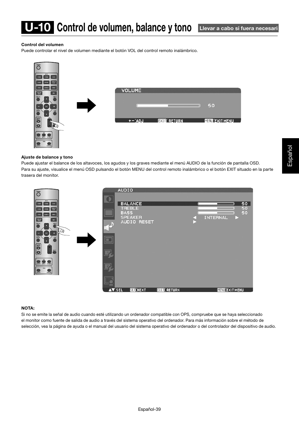 U-10 control de volumen, balance y tono | MITSUBISHI ELECTRIC MDT552S User Manual | Page 175 / 404