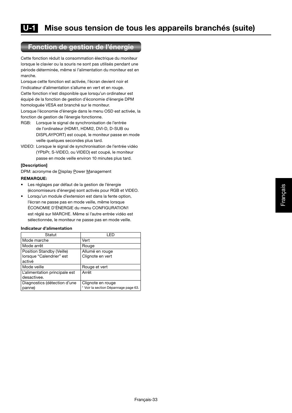 Fonction de gestion de l’énergie, Français | MITSUBISHI ELECTRIC MDT552S User Manual | Page 235 / 404