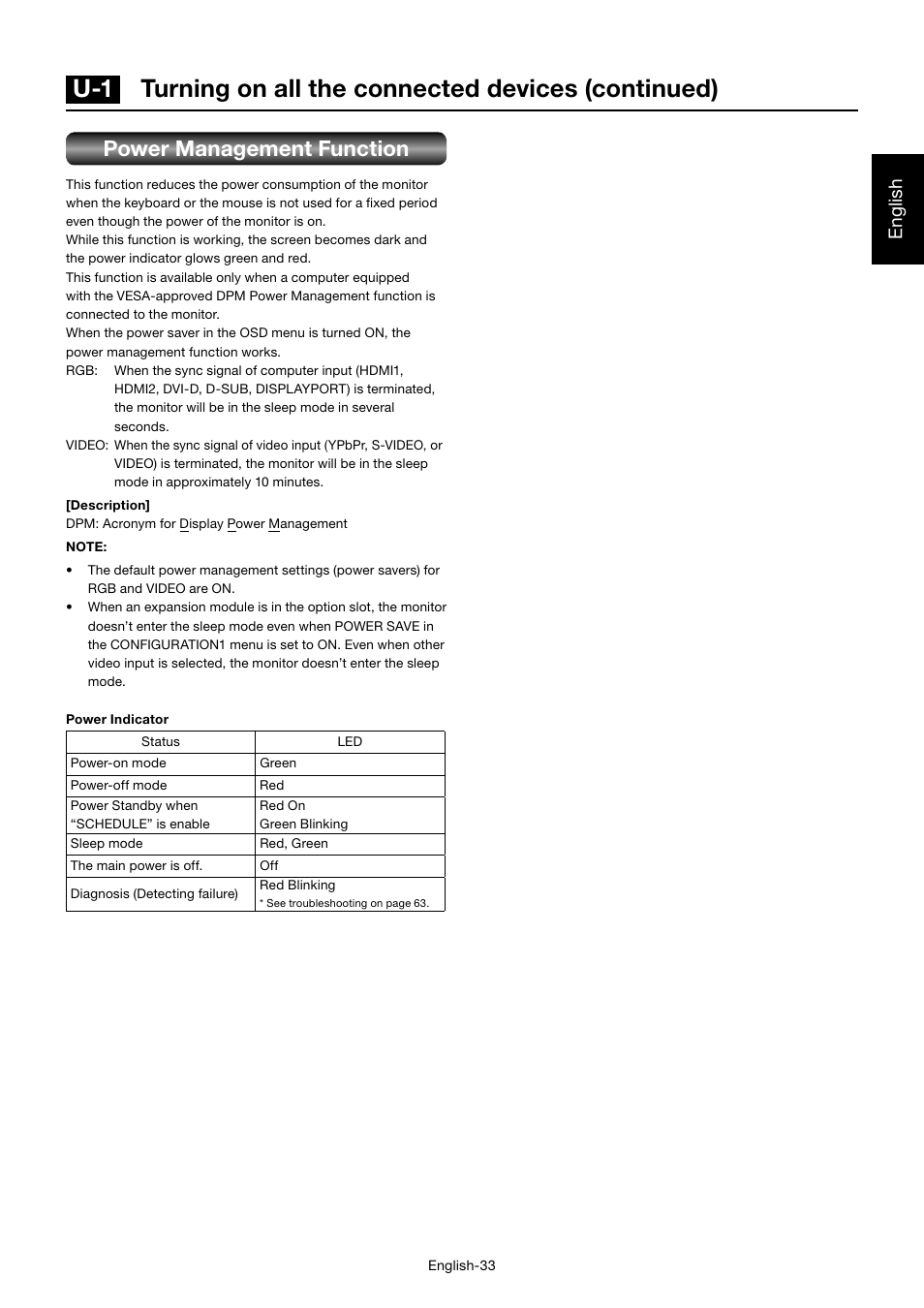 Power management function, English | MITSUBISHI ELECTRIC MDT552S User Manual | Page 37 / 404