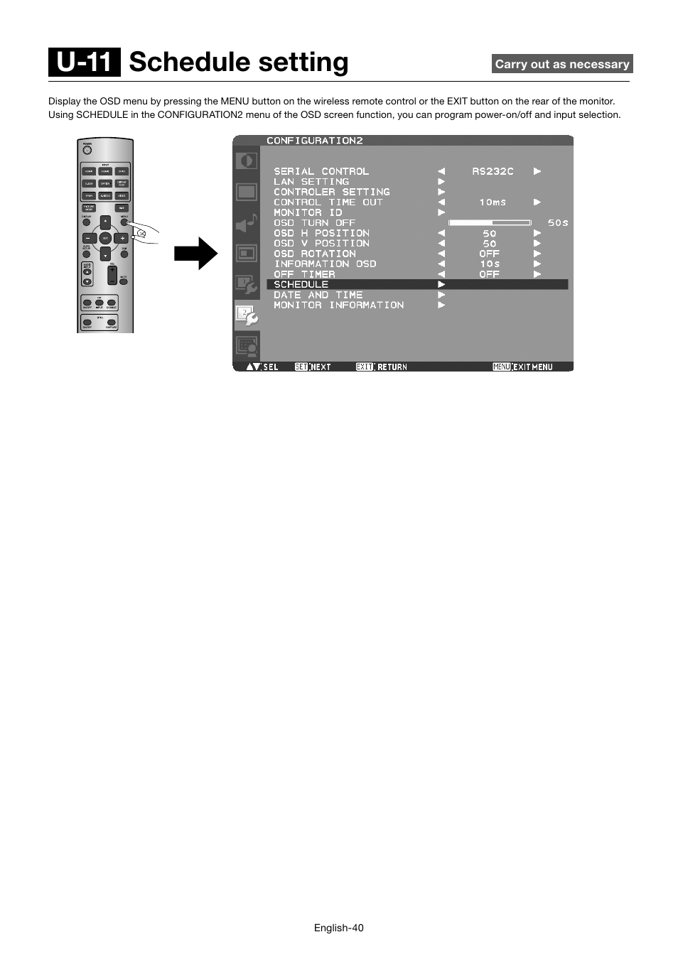 U-11 schedule setting | MITSUBISHI ELECTRIC MDT552S User Manual | Page 44 / 404