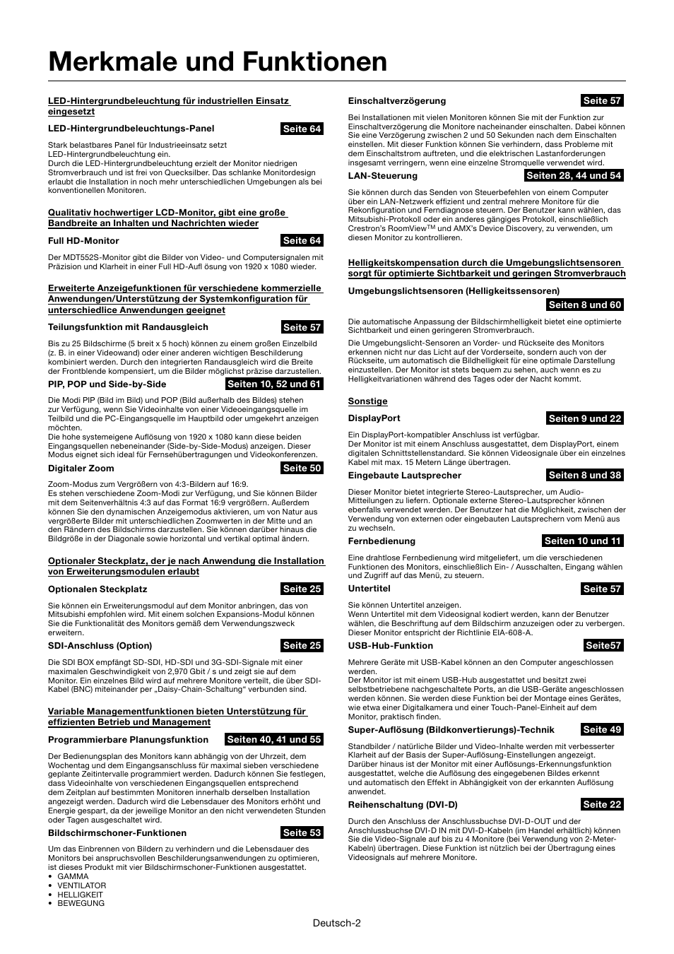 Merkmale und funktionen | MITSUBISHI ELECTRIC MDT552S User Manual | Page 72 / 404