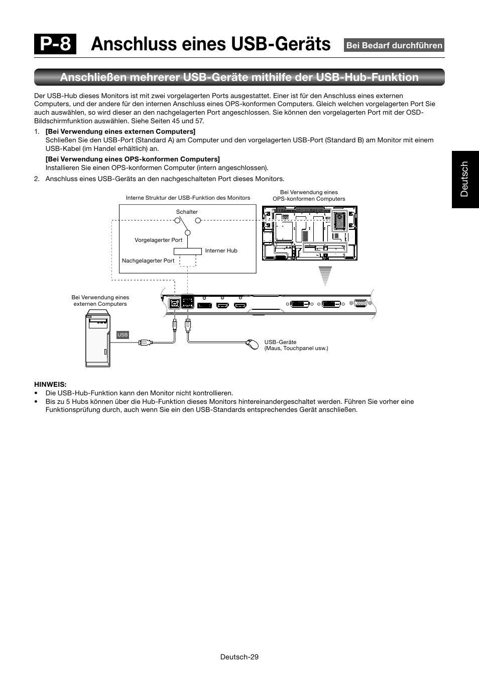 P-8 anschluss eines usb-geräts, Deutsch | MITSUBISHI ELECTRIC MDT552S User Manual | Page 99 / 404