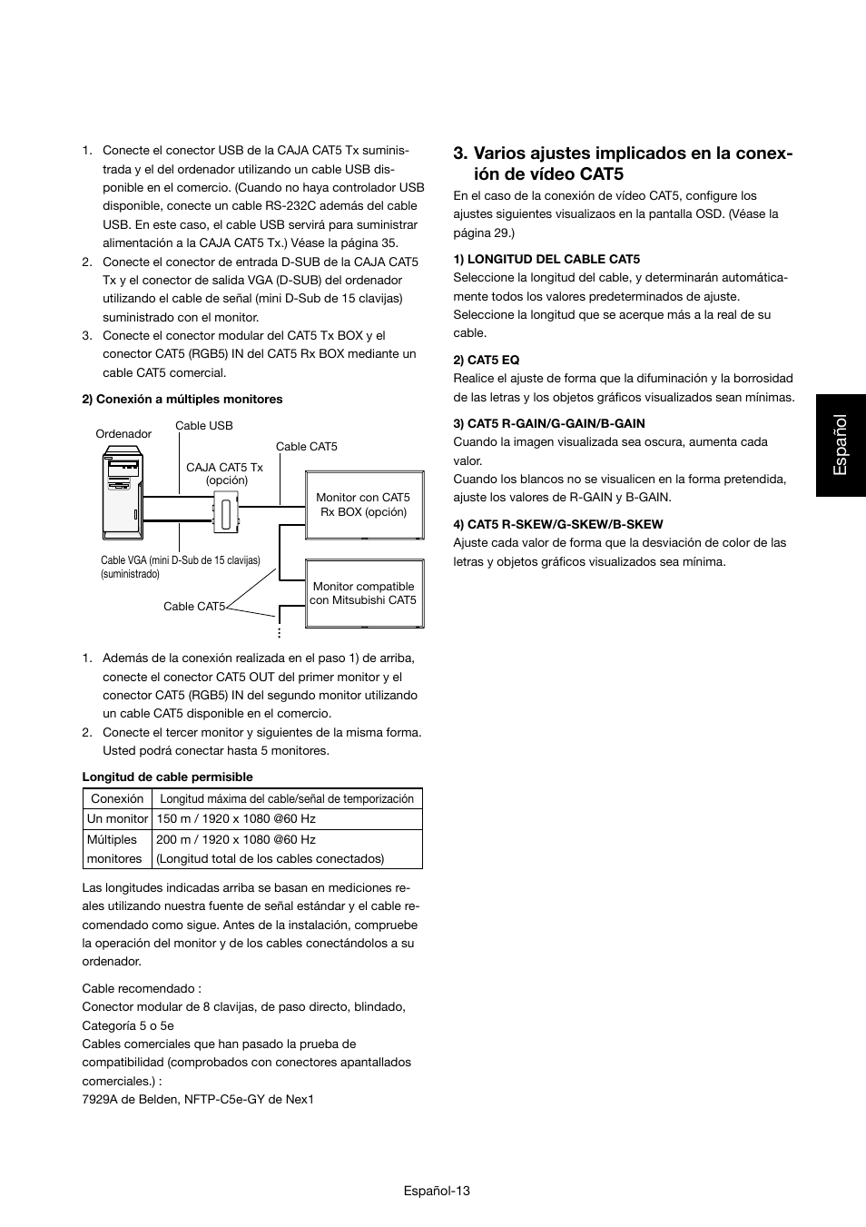 Español | MITSUBISHI ELECTRIC MDT421S User Manual | Page 101 / 300