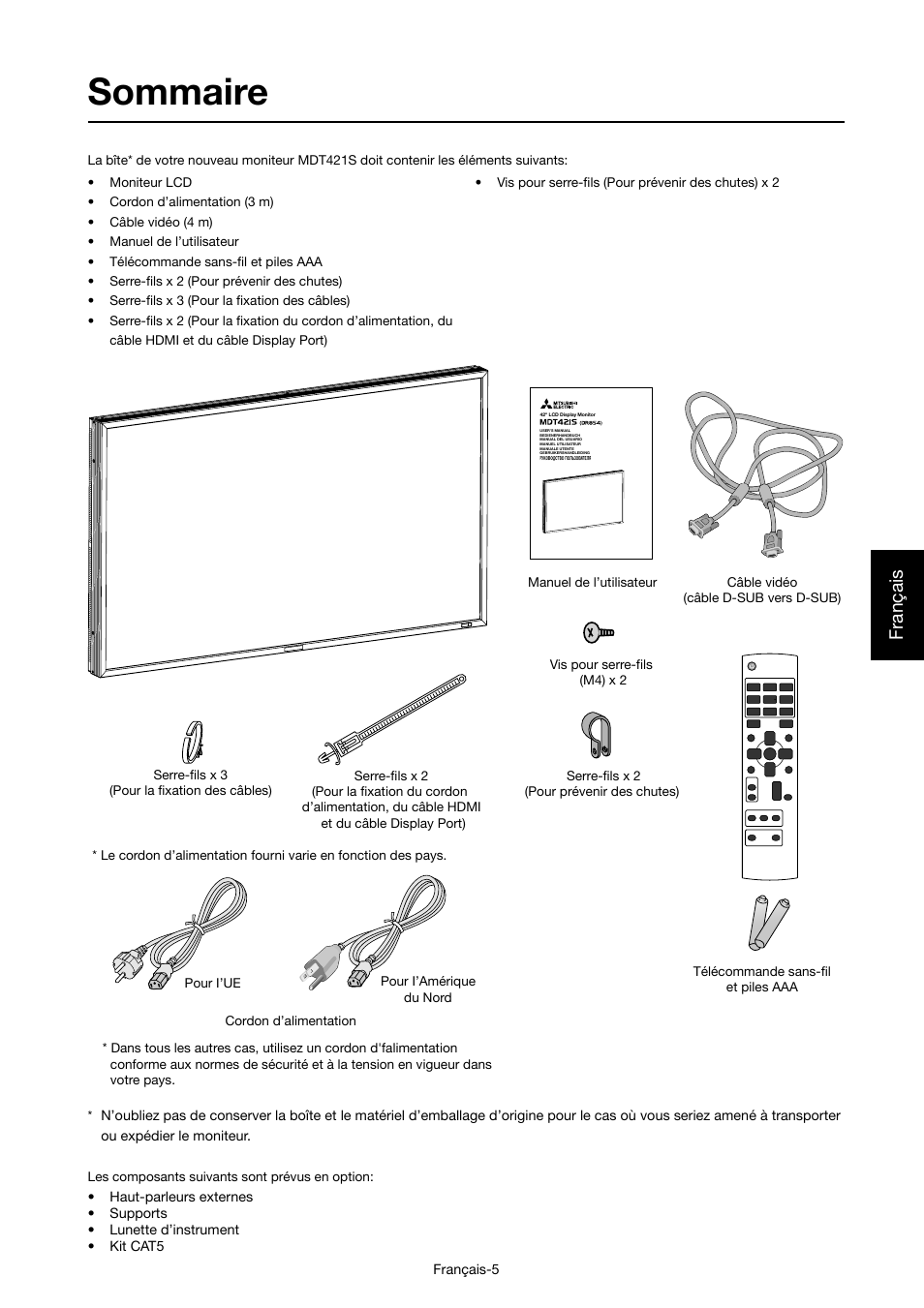 Sommaire, Français | MITSUBISHI ELECTRIC MDT421S User Manual | Page 135 / 300