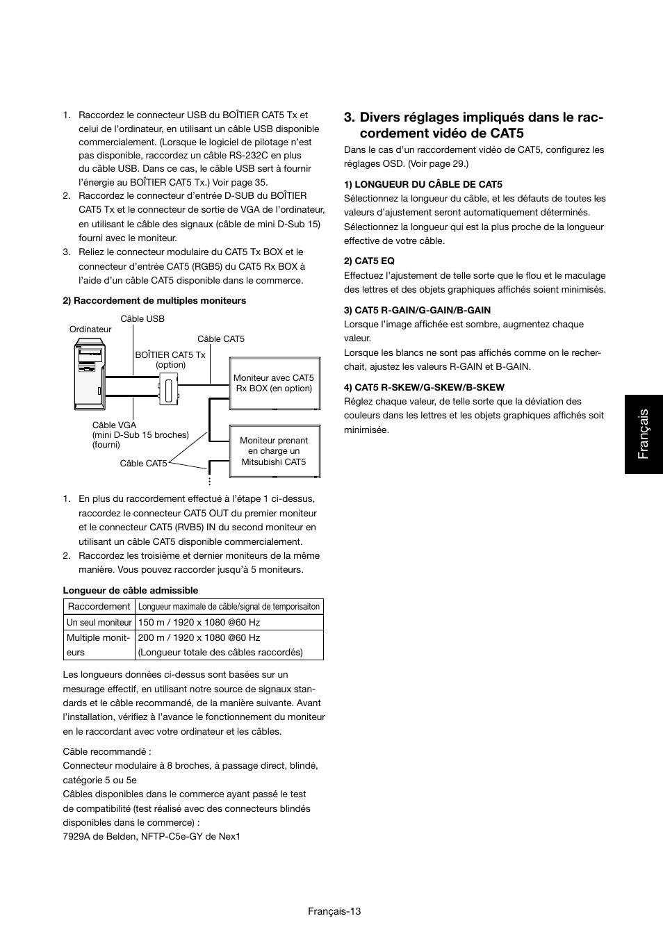 Français | MITSUBISHI ELECTRIC MDT421S User Manual | Page 143 / 300