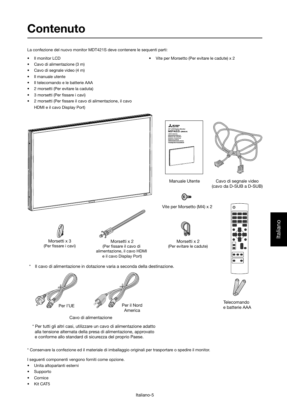 Contenuto, Italiano | MITSUBISHI ELECTRIC MDT421S User Manual | Page 177 / 300