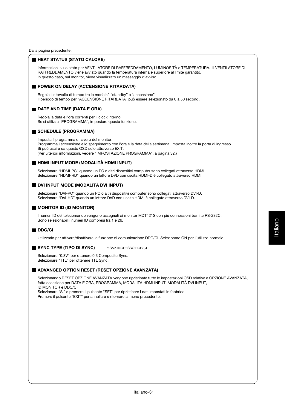 Italiano | MITSUBISHI ELECTRIC MDT421S User Manual | Page 203 / 300