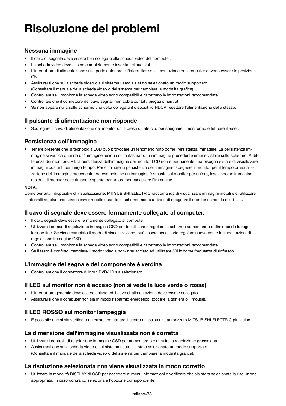 Risoluzione dei problemi | MITSUBISHI ELECTRIC MDT421S User Manual | Page 210 / 300