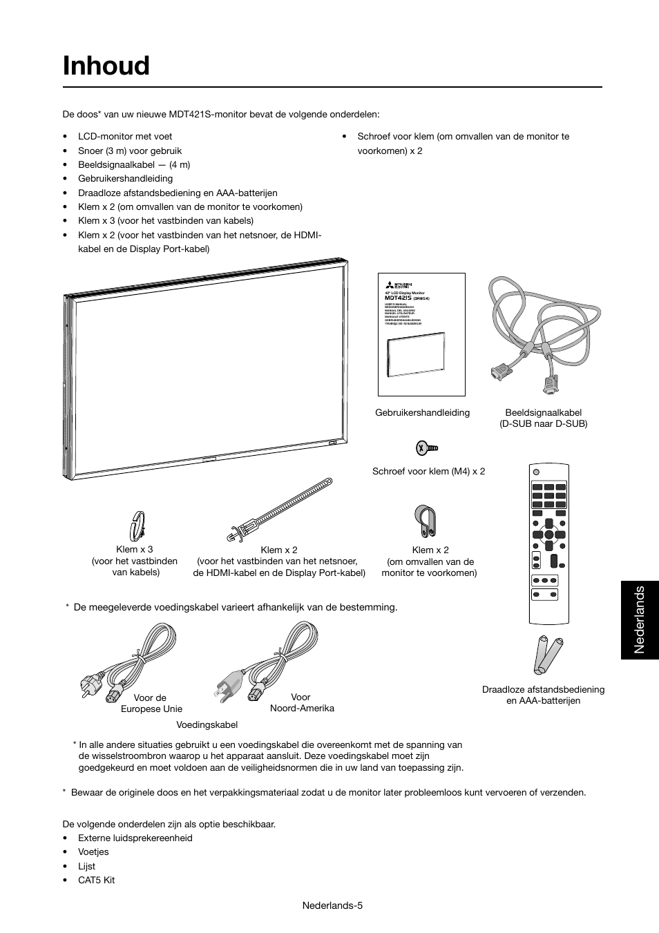 Inhoud, Nederlands | MITSUBISHI ELECTRIC MDT421S User Manual | Page 219 / 300