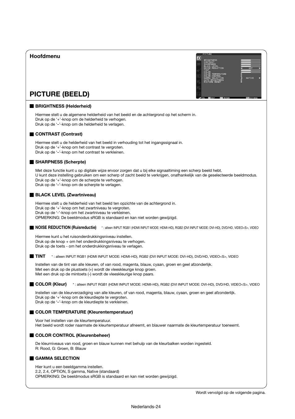 Picture (beeld), Hoofdmenu | MITSUBISHI ELECTRIC MDT421S User Manual | Page 238 / 300